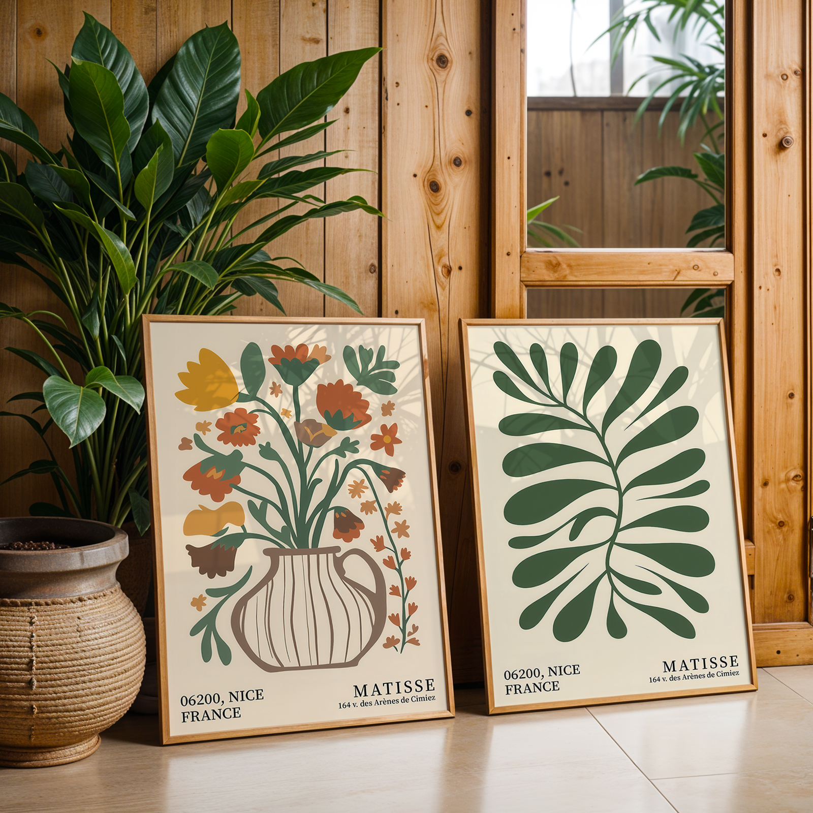 Office Furniture Home - 2pcs Green Bohemian Floral Canvas Wall