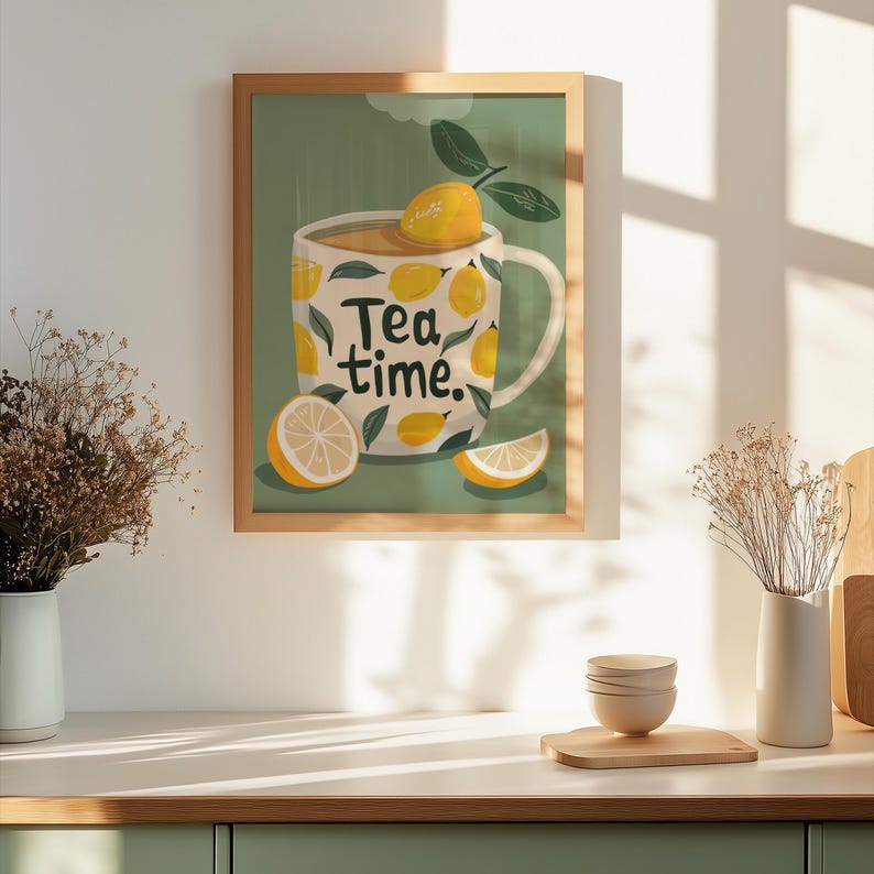 Office Furniture Home - Modern Lemon Tea Time Aesthetic Canvas