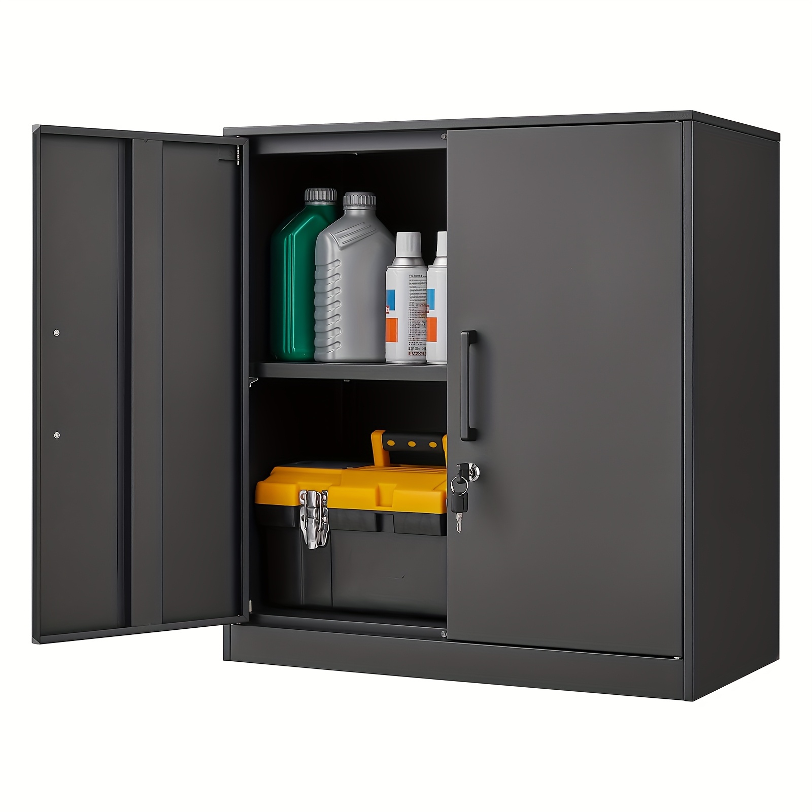 Locker Storage Metal - Black Metal Wall Storage Cabinet, Wall-Mounted