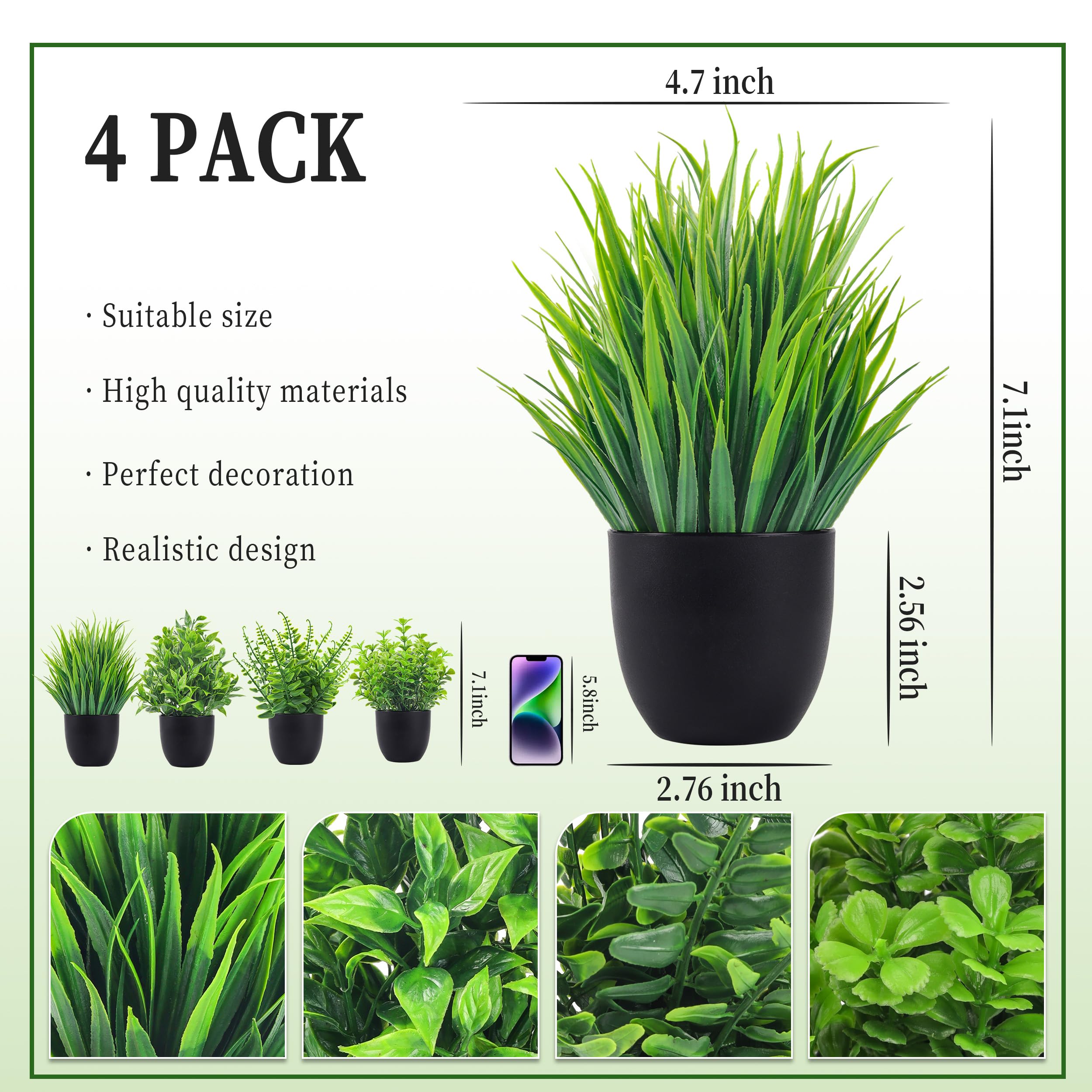 4 Packs Fake Plants Artificial - Office Furniture Used avaliação e preço