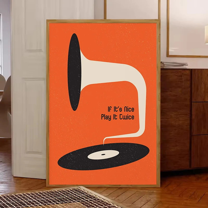 Mid Century Vinyl Record Canva - Office Furniture Home avaliação e preço