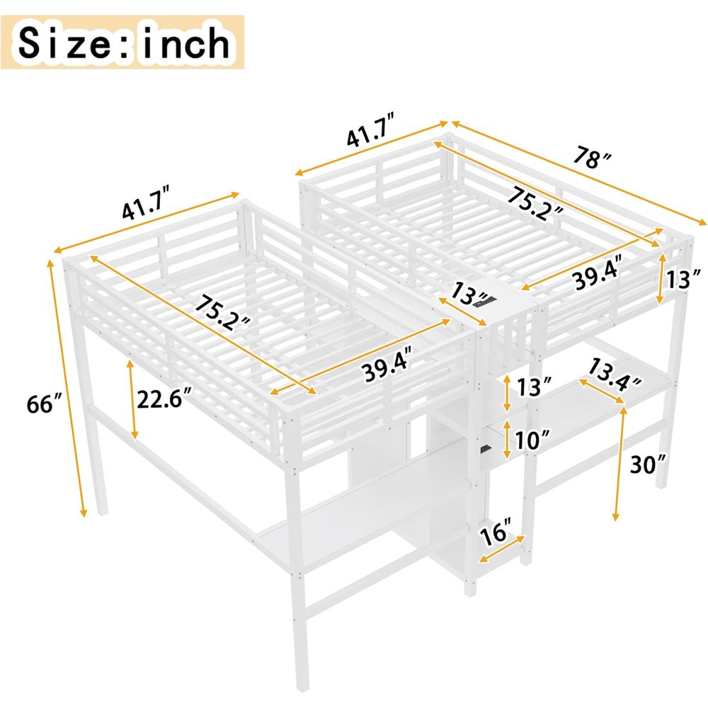 Twin Size Metal Bed with Desk, - Locker Storage Metal avaliação e preço