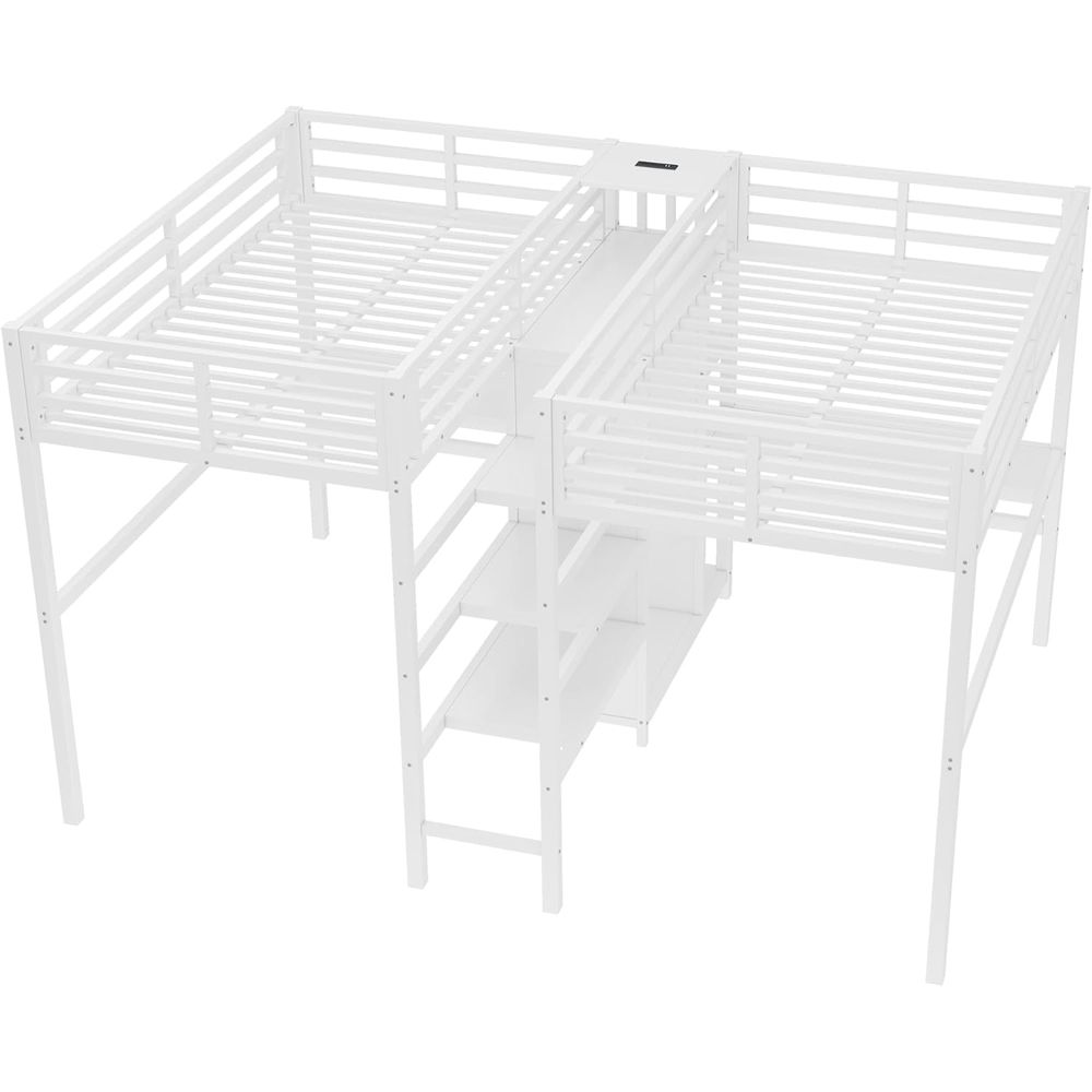 Twin Size Metal Bed with Desk, - Locker Storage Metal avaliação e preço